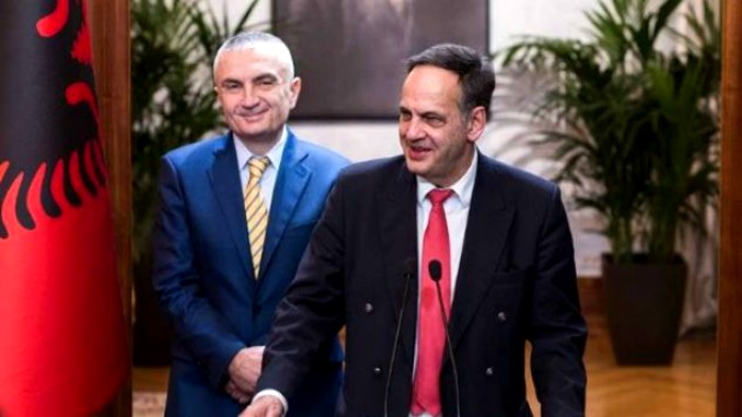 Knut Fleckenstein MEP at the Albanian Parliament with Speaker Ilir Meta