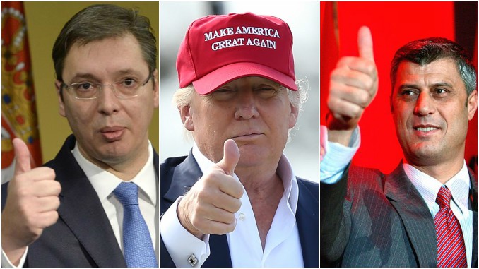 Aleksandar Vucic, Donald Trump, hashim Thaci (Left to right)