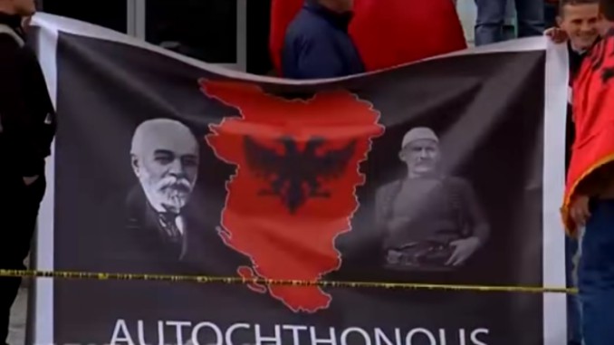 “Greater Albania” Flag Drone at Stadium in Macedonia